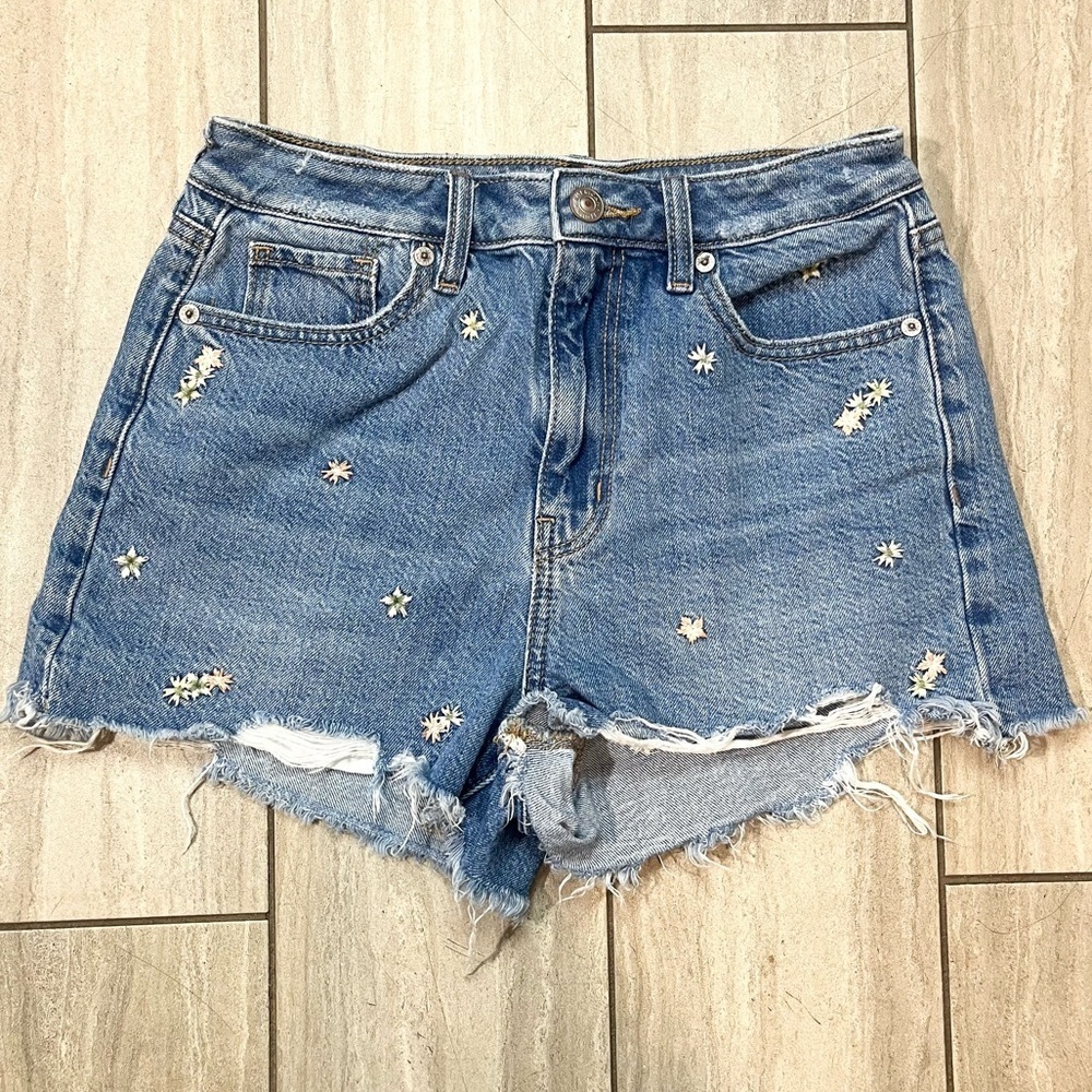 American Eagle Womens Floral Mom Short Denim Shorts Size 0